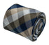 Gold, silver and navy dark blue plaid checked tie